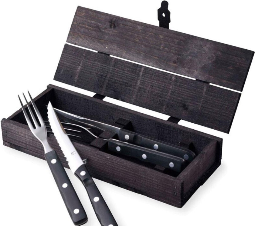 Old Farmer kjøttbestikk svart sett på 2 + 2 deler