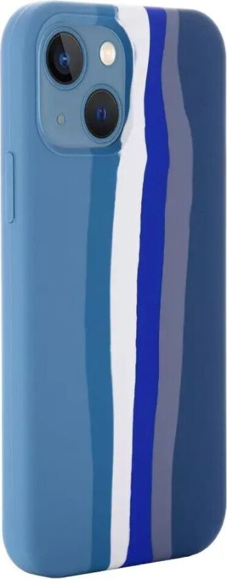 iPhone 13 Mini Fleksibelt Silikon Bakdeksel - Regnbue - Blå