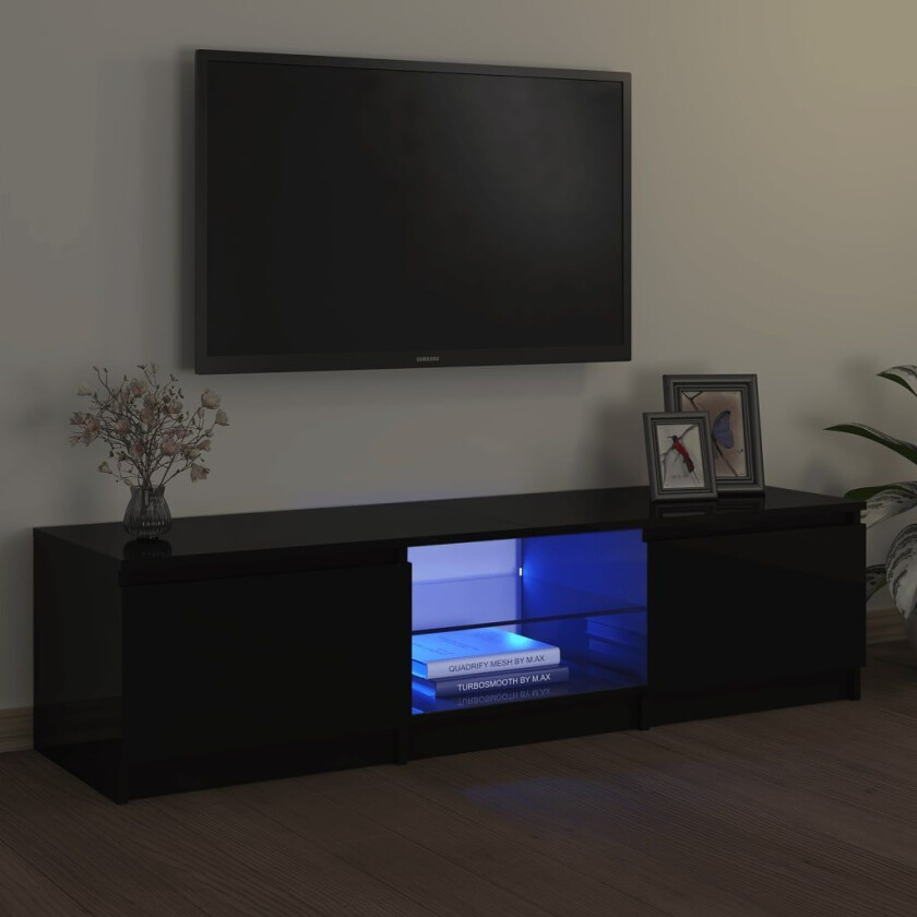 TV-benk med LED-lys svart 140x40x35,5 cm