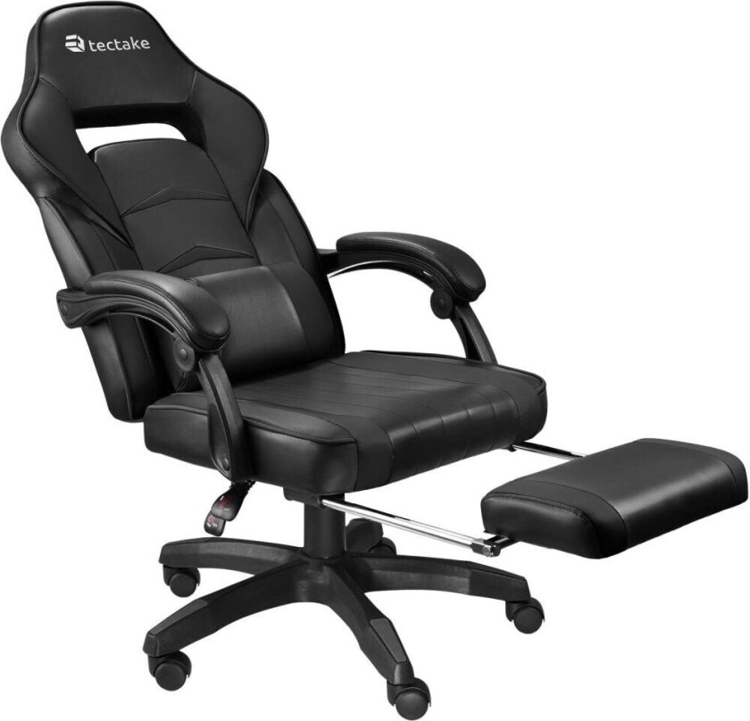 Gamingstol Comodo med fotstøtte - svart/svart