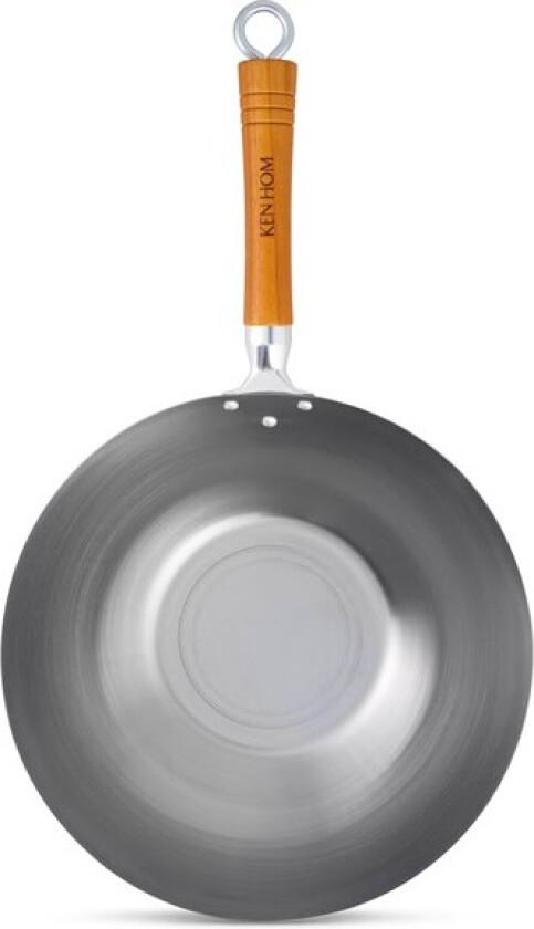 Ken Hom WOK CLASSIC CARBON, Rund, Wok-/stekepanne, Rustfritt stål, Kull stål, Keramisk, Gass, Halogen, Induksjon, Tre