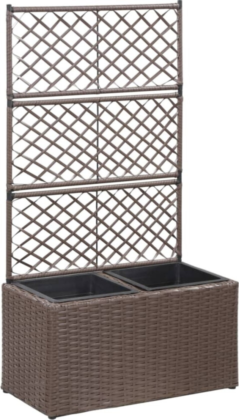 Blomsterkasse med espalier 58x30x107 cm - brun