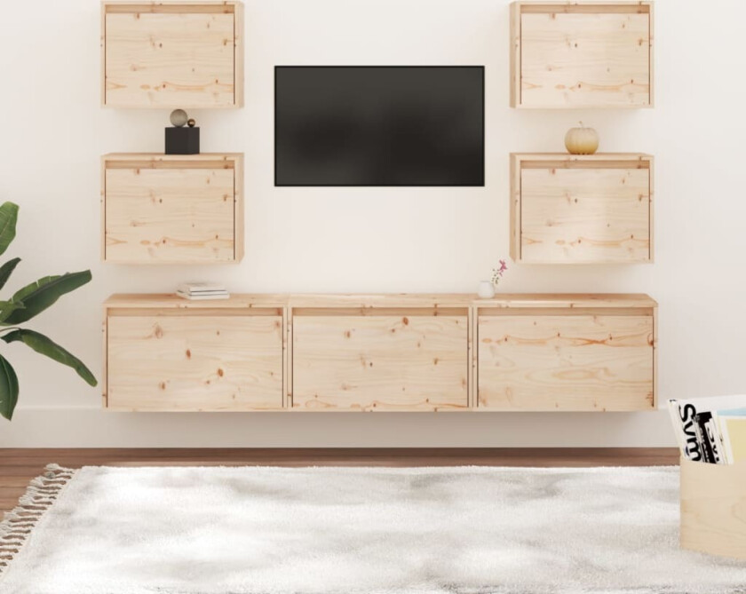 TV-benker 7 stk heltre furu