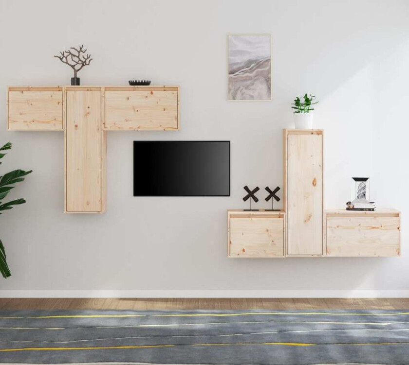 TV-benker 6 stk heltre furu
