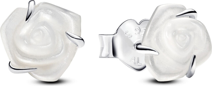 Moments, Øredobber i 925 sølv med hvit utspunget rose
