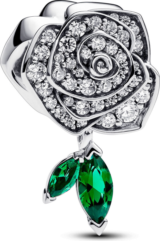 Moments, Charm i 925 sølv med rose og grønne blader