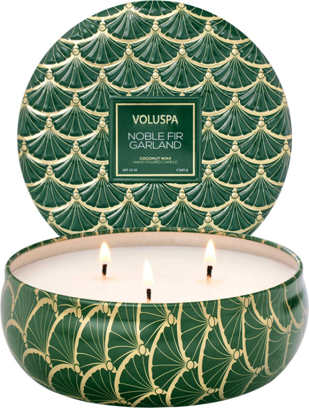 3-Wick Tin Noble Fir Garland (40 h)