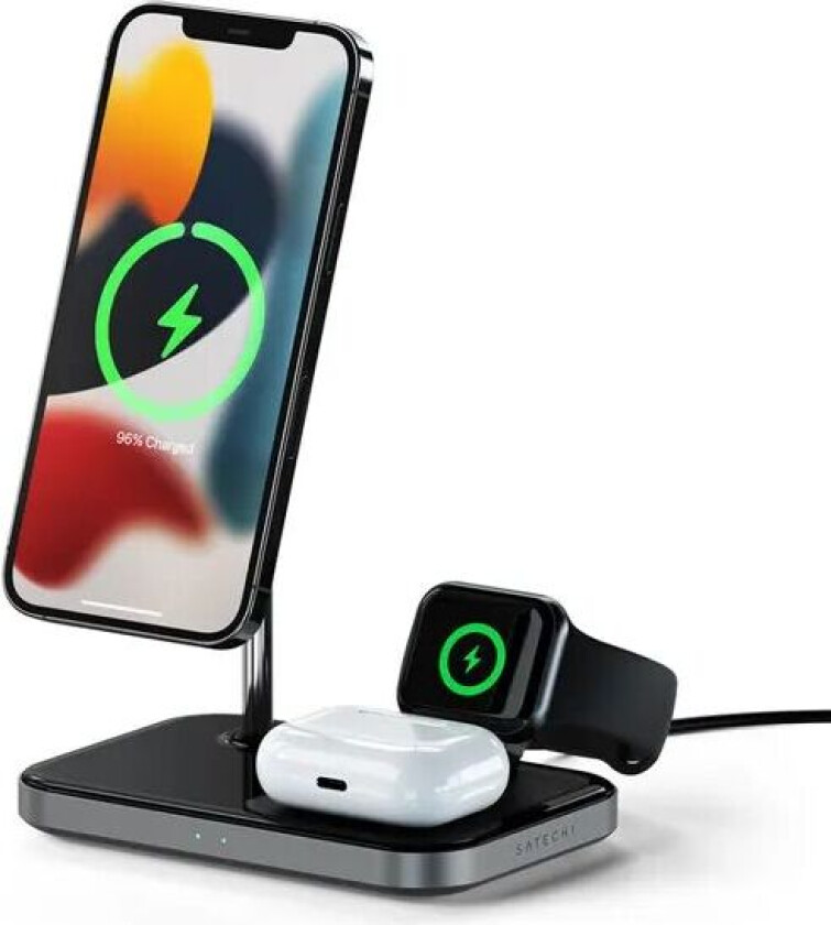 Magnetisk 3-i-1 Trådløs Lader Svart