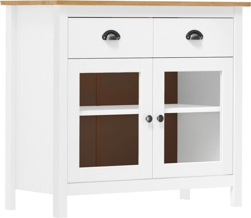 Skjenk Hill hvit 90x40x80 cm heltre furu