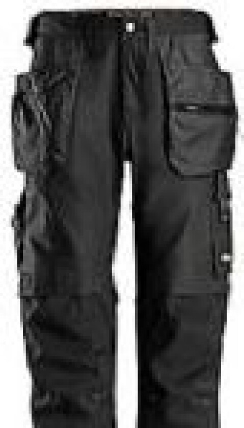 arbejdsbuks str. 48 - Sort regular fit normal lgd., m/knæ- & hængelomme - 6224