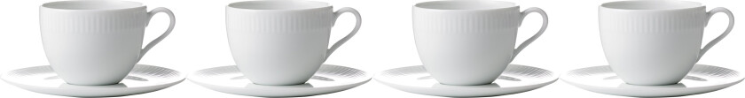 - Relief - Set of 4 - White coffeecup w/saucer 20 cl (35180)