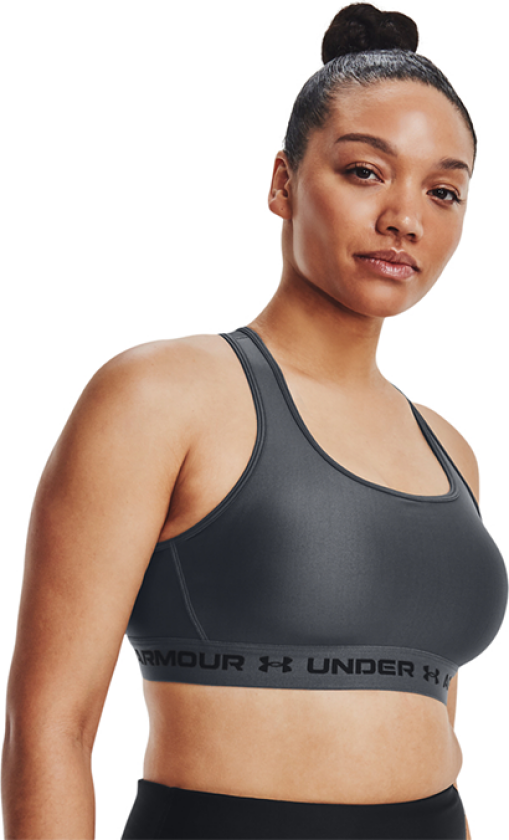 UA Crossback Mid Bra, Pitch Gray/Black