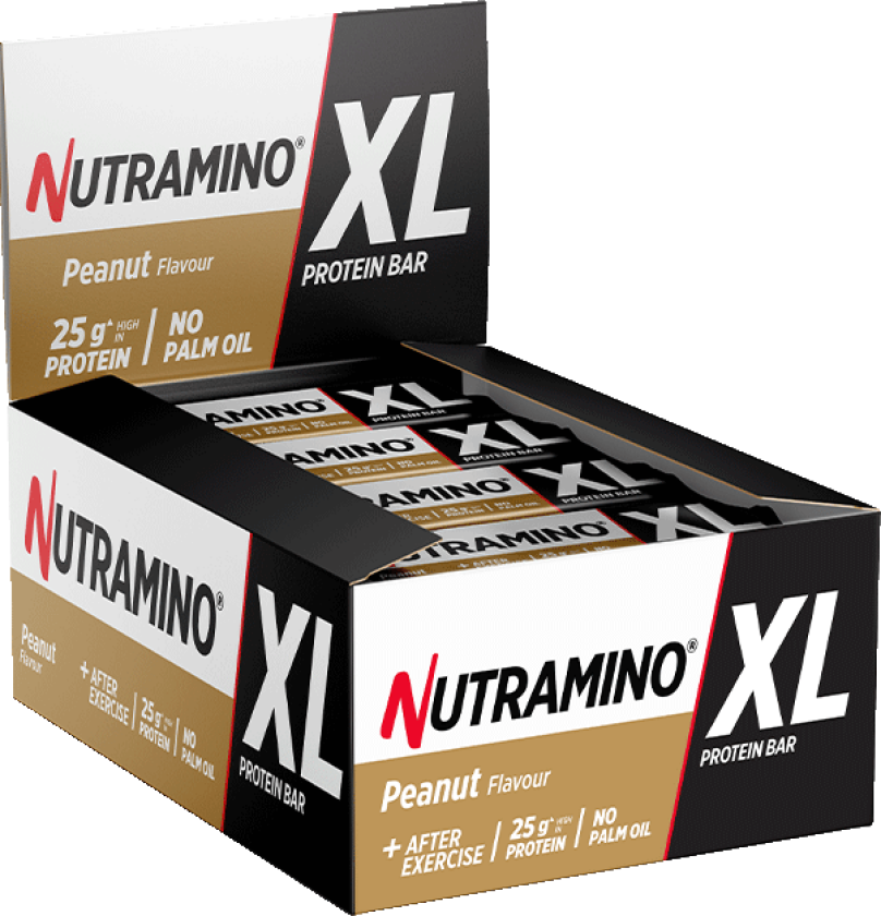 16 x Nutramino XL Protein Bar, 74 g (sjokolade, karamell, peanøtt) Nutramino