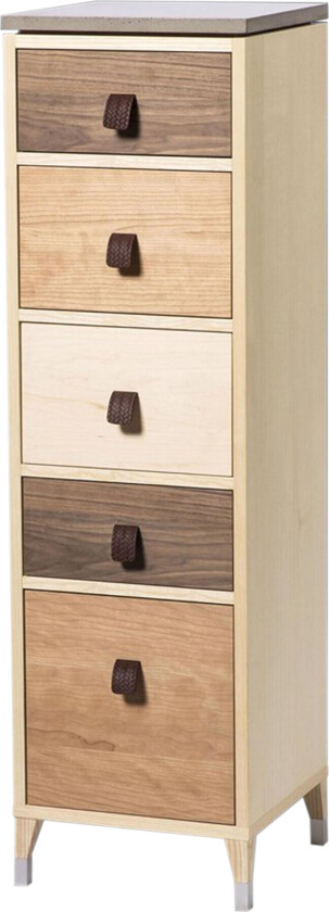 Bilde av Abisko kommode / 5 skuffer Finér / Betongplate