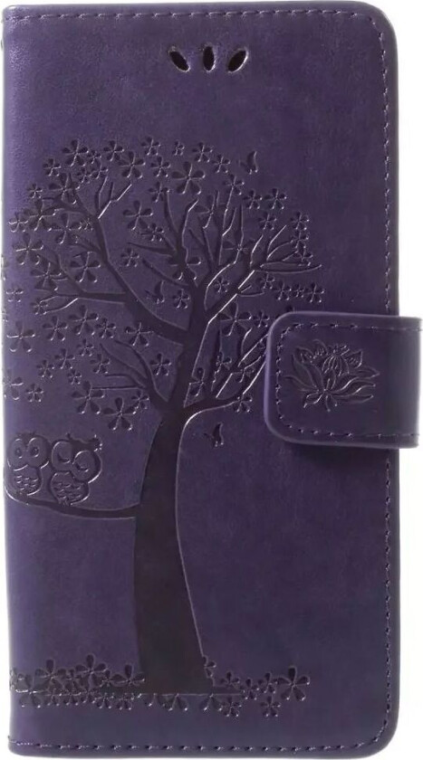 Samsung Galaxy S9 Skinn Flip Deksel m. Lommebok - Lilla Tre