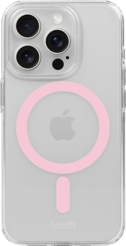 Holdit iPhone 15 Pro MagSafe Deksel - Transparent / Pink