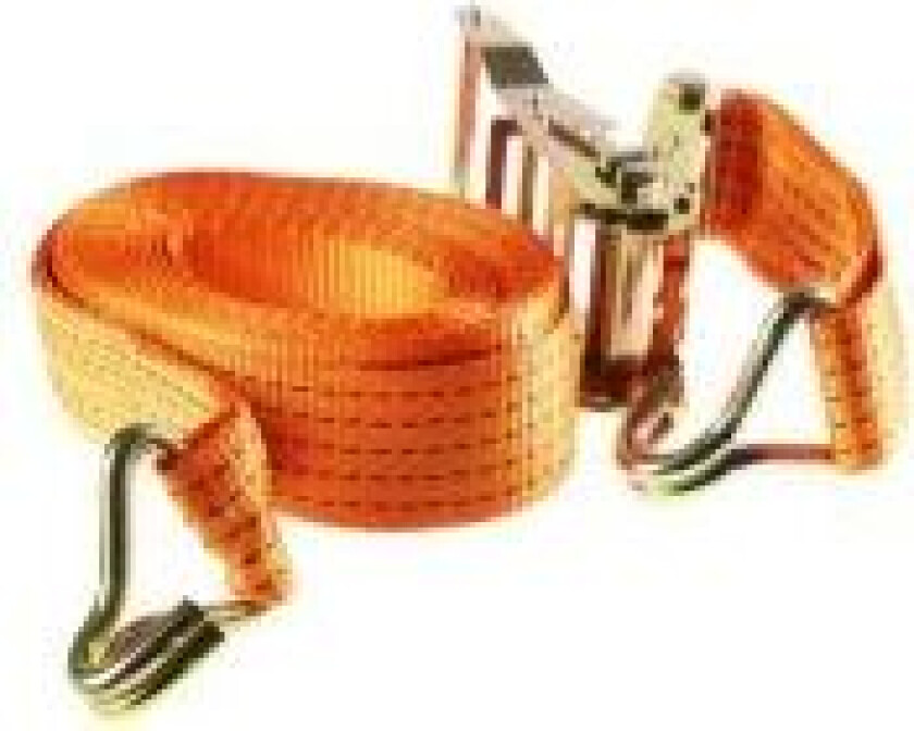 Lastestrop 2000 kg - 38mm x 6m - Orange m/skralde & J-krog - lastekapacitet 1000 kg