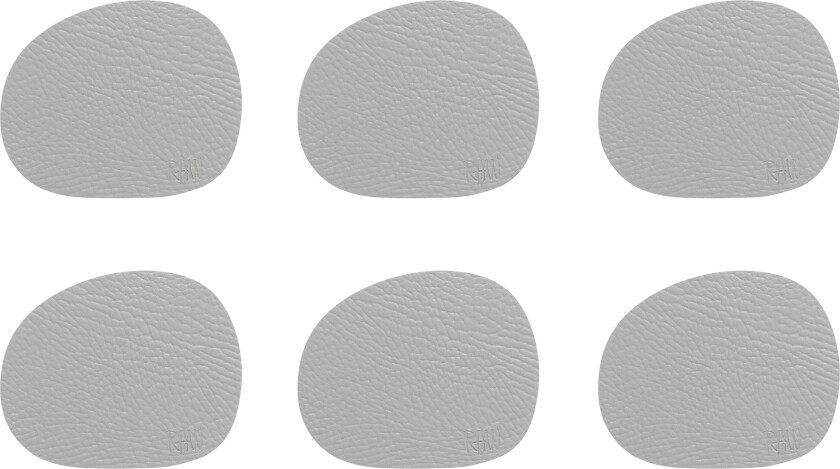 Aida Raw glassunderlag lær 6-stk. Lysegrå