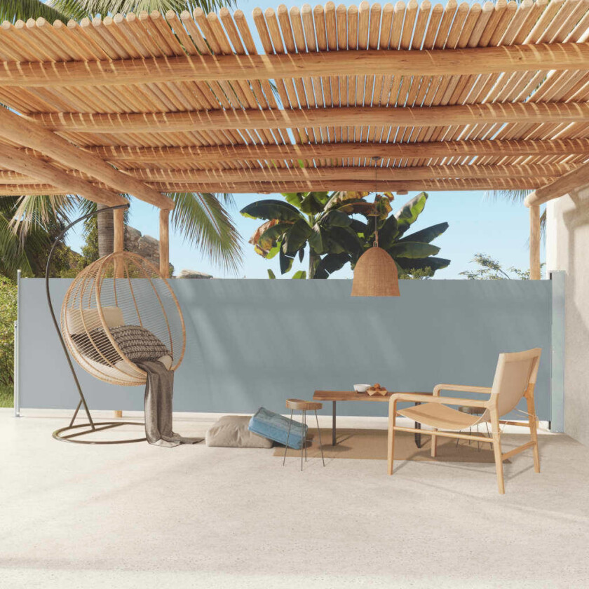 Uttrekkbar sidemarkise 140x600 cm i grå