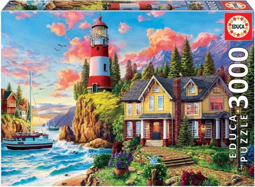 Puzzle 3000 brikker fyrtårn ved havet