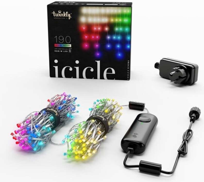 Icicle - 190 App-Controlled RGB + Warm White LEDs. Clear Wire.