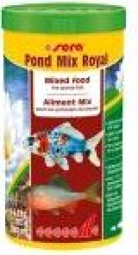 sera Pond Mix Royal, Damfisk, Tørr fiskemat, Mix, Vitamin A, Vitamin B1, Vitamin B2, Vitamin C, Vitamin D3, Vitamin E, Stor, Medium, Liten (fingerbøl), 32,5%
