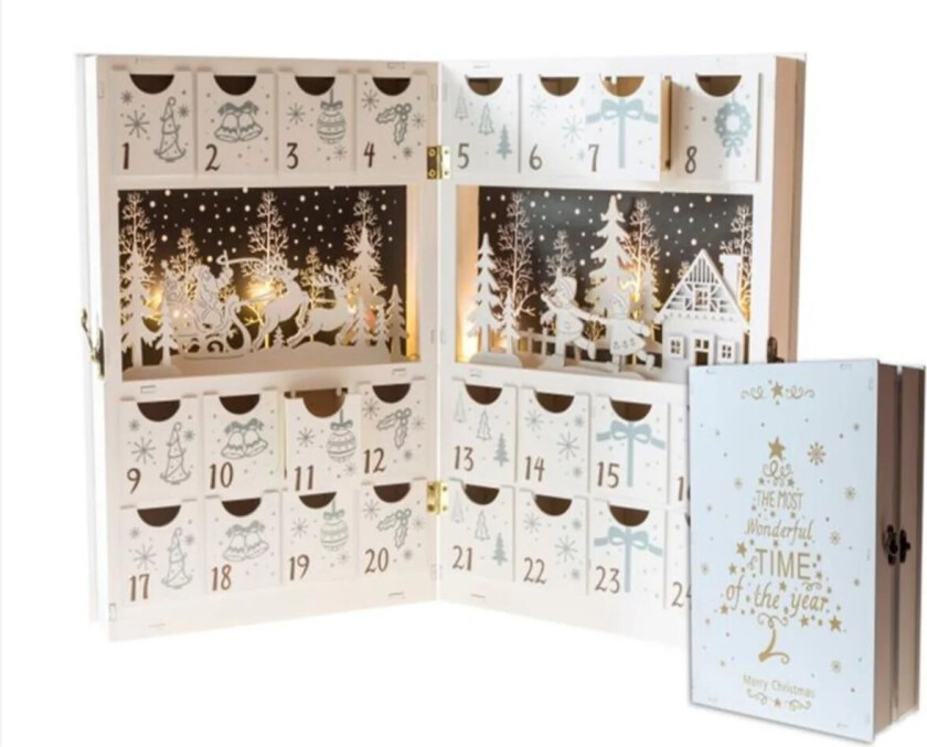 Julekalender med lys 42 cm Batteridrevet