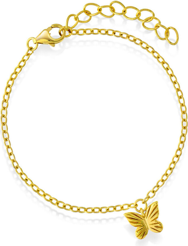 Armbånd til barn i 925 forgylt sølv og sommerfugl