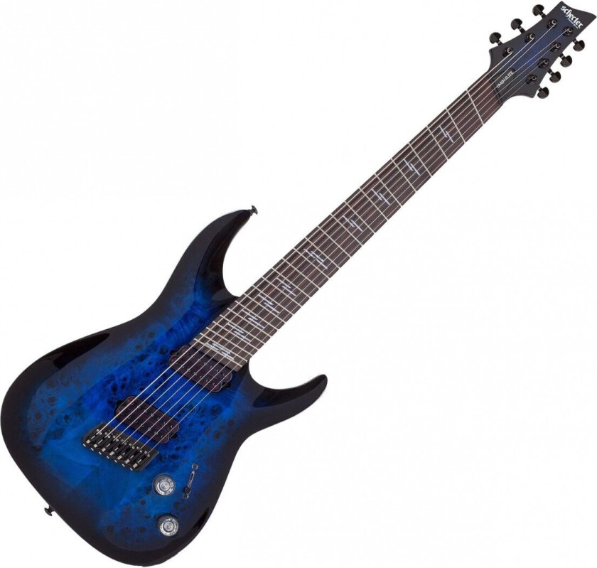 Schecter Omen Elite-7 MS See-Thru Blue Burst