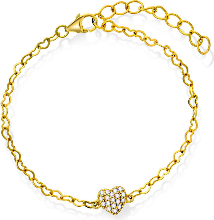 Armbånd til barn i 925 forgylt sølv med zirkonia og hjerte