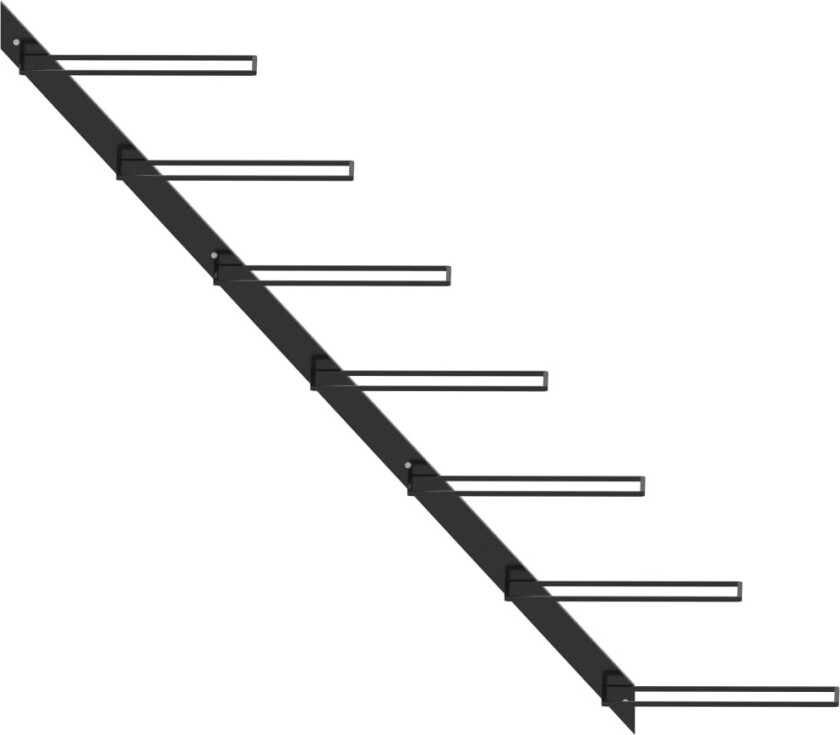 Veggmontert vinstativ for 7 flasker svart metall