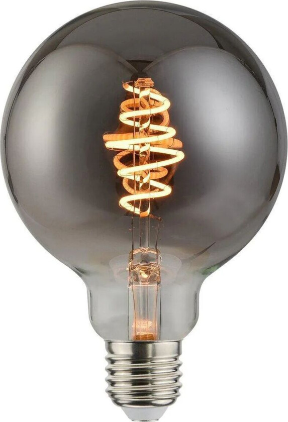 E27 globe spiral filament 8,5W 1800K 200 mm dimbar - Smoke