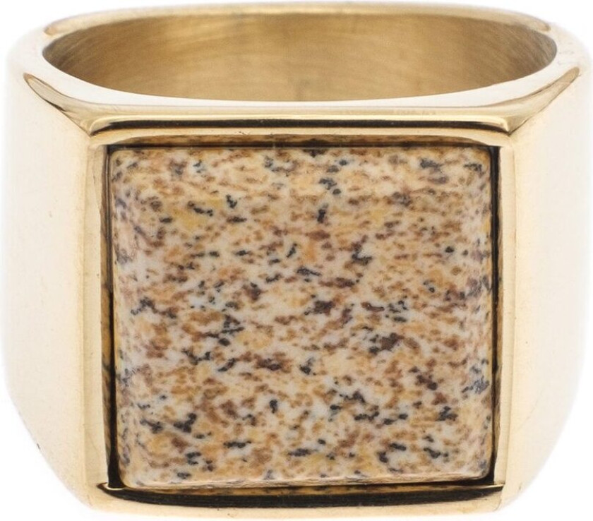 DARK Signet Ring Gold With Sand Marble Size 2