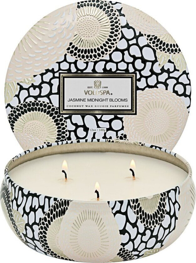 3 Wick Tin Candle Japonica Jasmine Midnight Blooms 340g