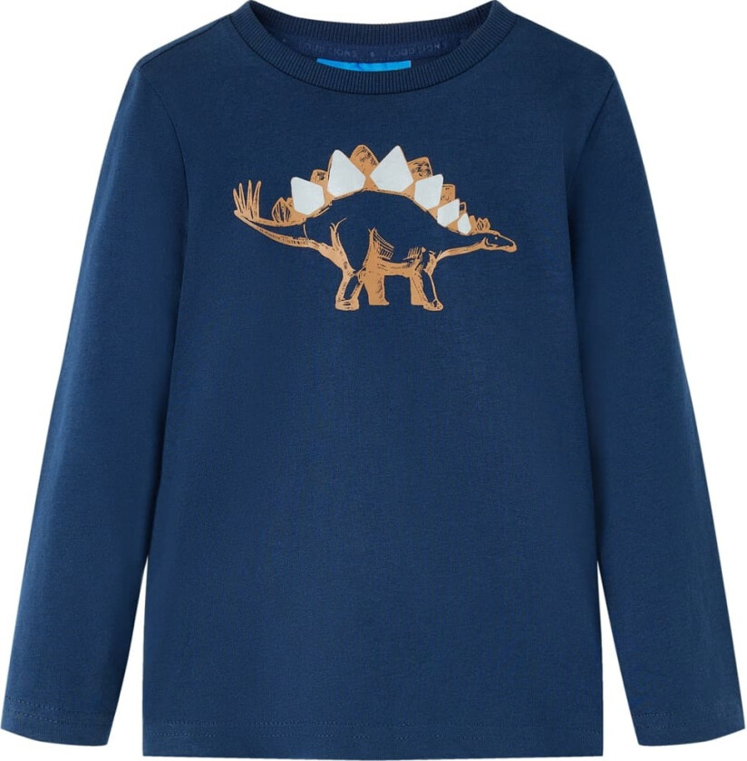 T-skjorte for barn med lange ermer marineblå 116
