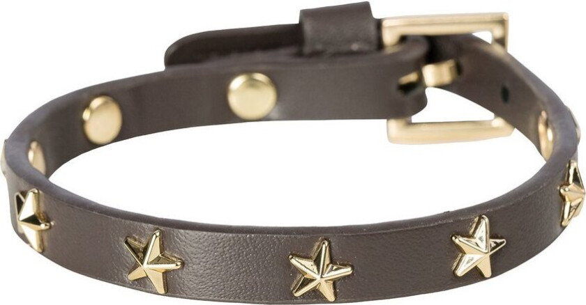 DARK Leather Star Stud Bracelet Mini Chocolate Brown