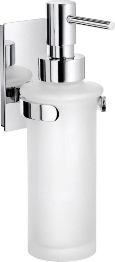 Smedbo Pool Såpedispenser I Polert Krom Med Beholder I Frostet Glass