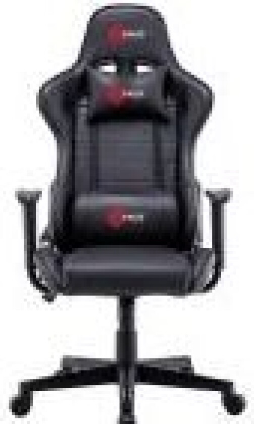 gamingstol i sort med røde syninger