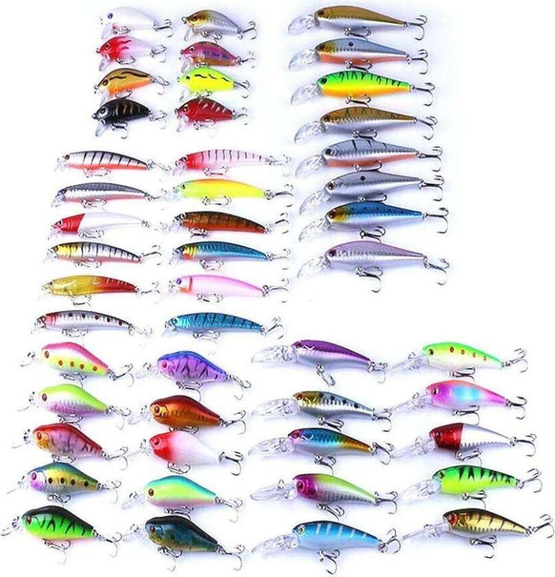 48st kit med fiskedrag wobbler, Minnow mixed, Spinnare