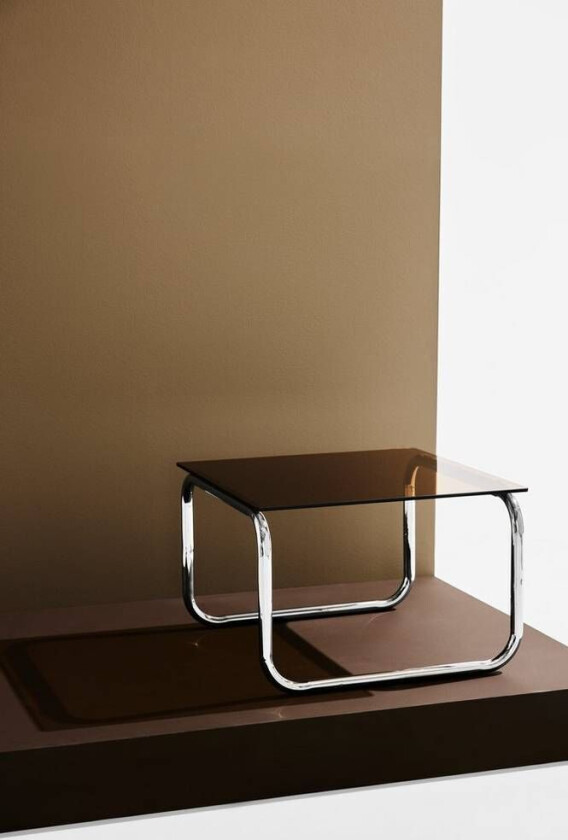 Lulu sofabord i glass og krom 60x60 cm Brown Glass/Chrome