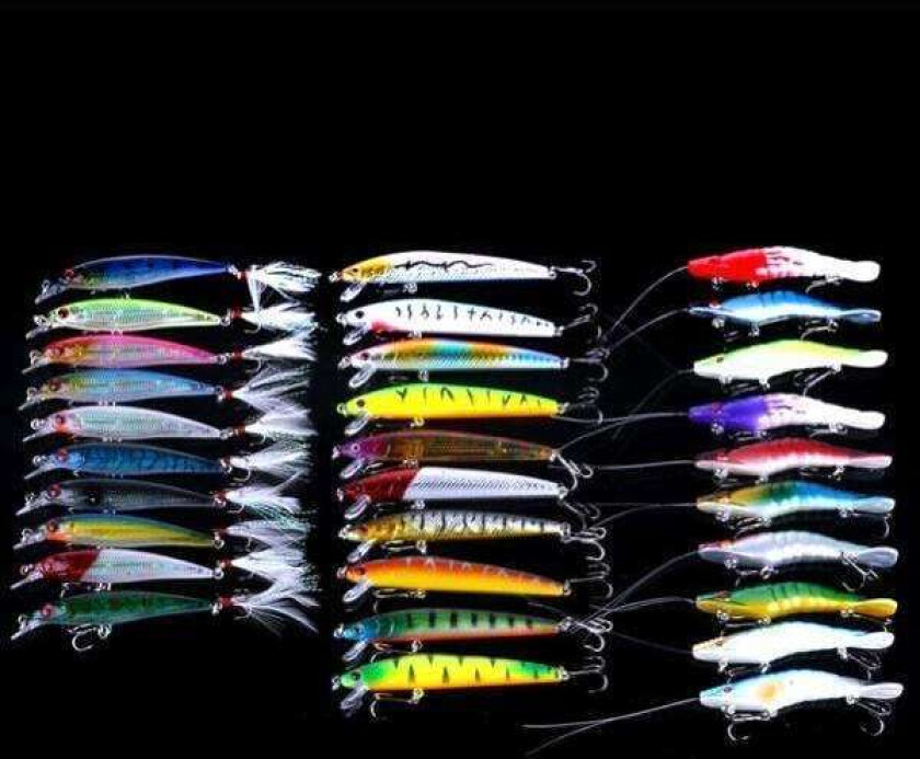 30-pack fiskedrag wobbler, Minnow mixed, Crankbait