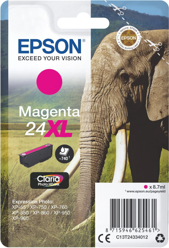 24XL - 8.7 ml - XL - magenta - original - blære med RF-alarm - blekkpatron - for Expression Photo XP-55, 750, 760, 850, 860, 950, 960, 970 Expression Premium XP-750, 850
