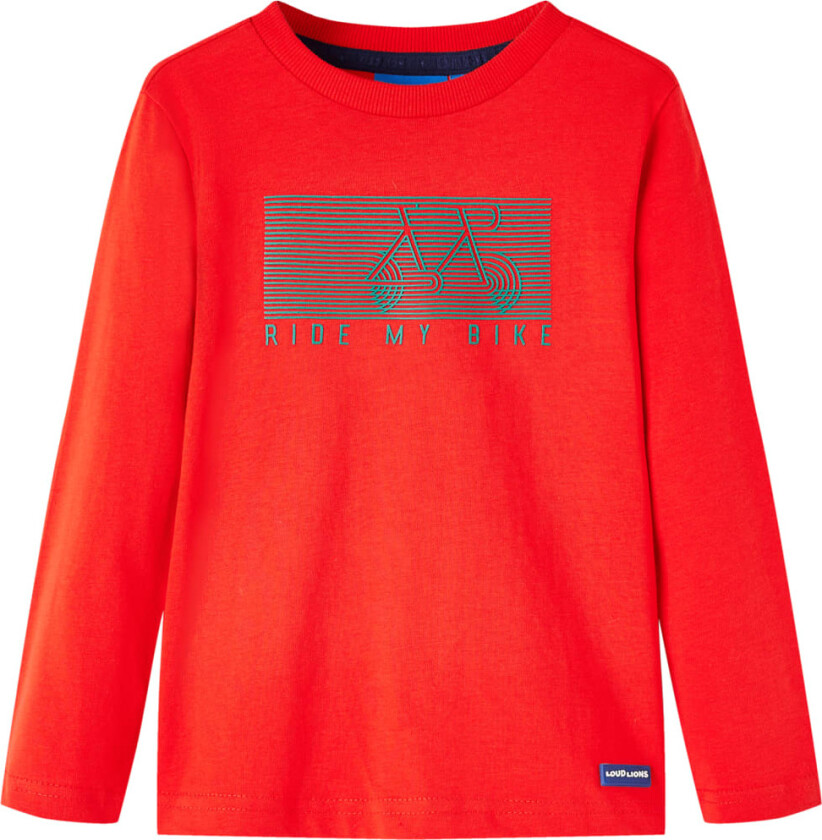 T-skjorte for barn med lange ermer rød 104