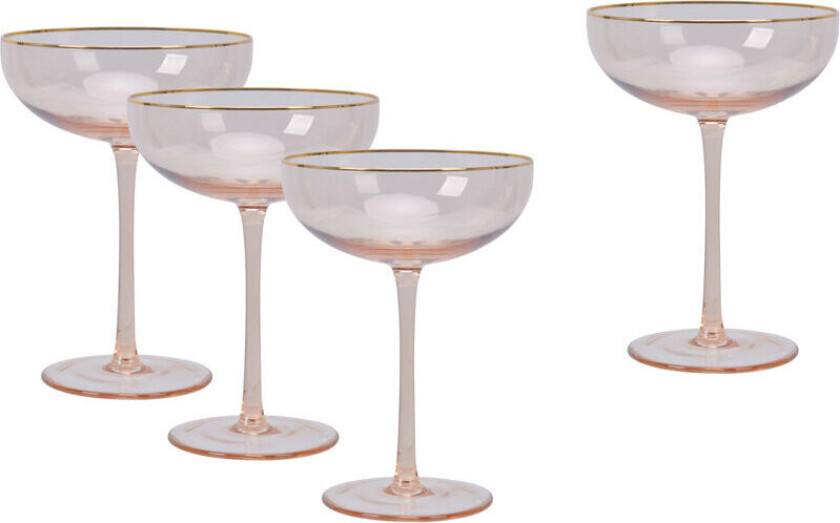 Modern House - Soft Pink Champagneglass, 4-Pk