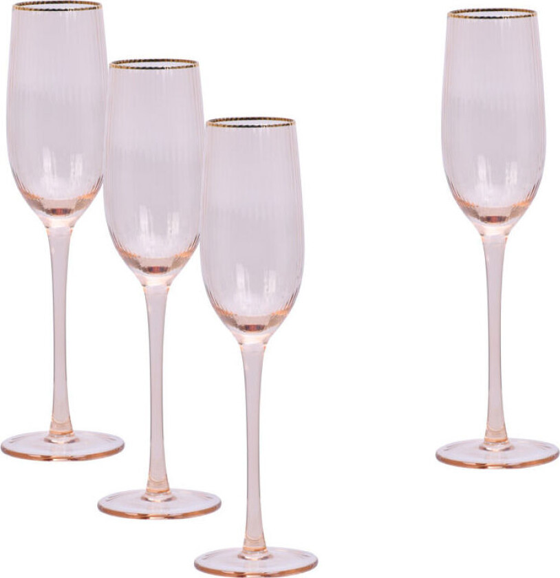 Modern House - Soft Pink Champagneglass, 4-Pk