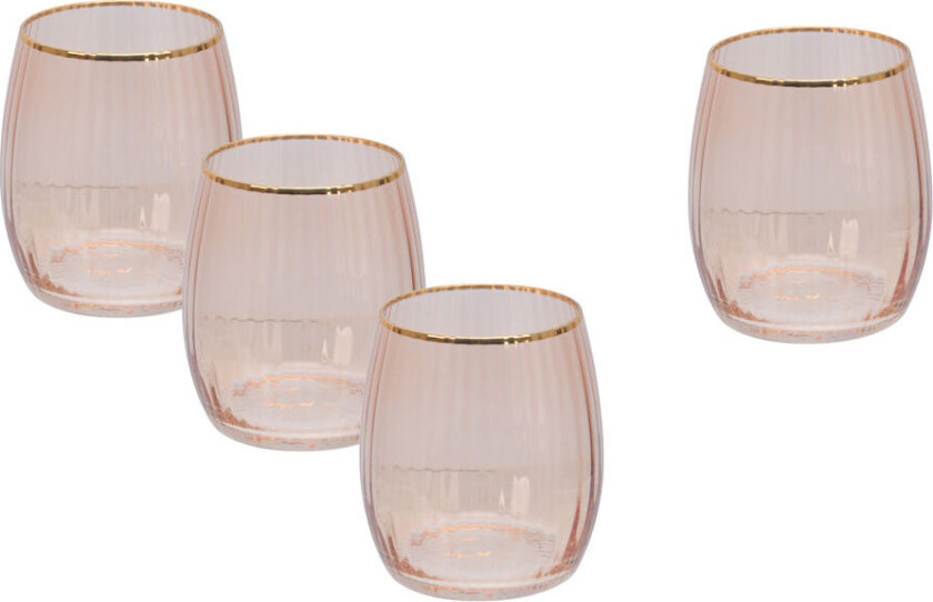 Modern House - Soft Pink Vannglass Riller 4-Pk