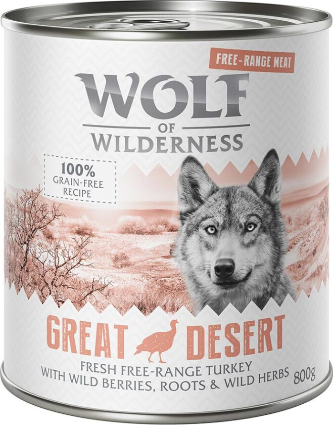 24 x 800g Wolf of Wilderness "Frittgående" - Great Desert - Frittgående kalkun