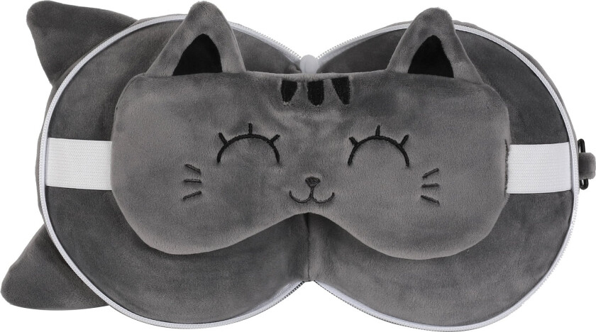 - Pillow with Sleep Mask - Grey Cat (XL2529)