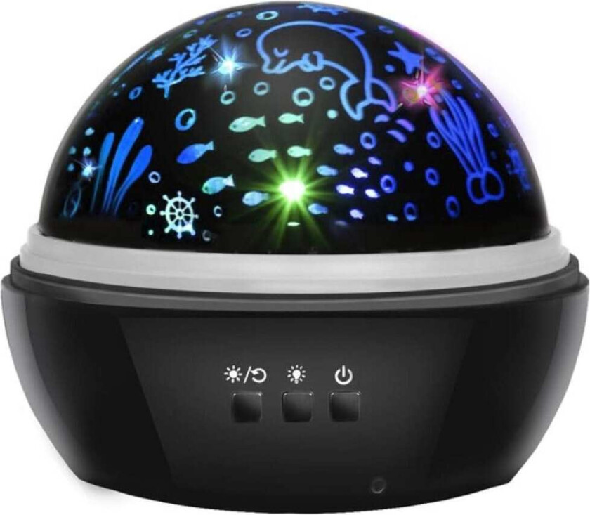 Malatec Nattlampe med projektor - svart LP16857