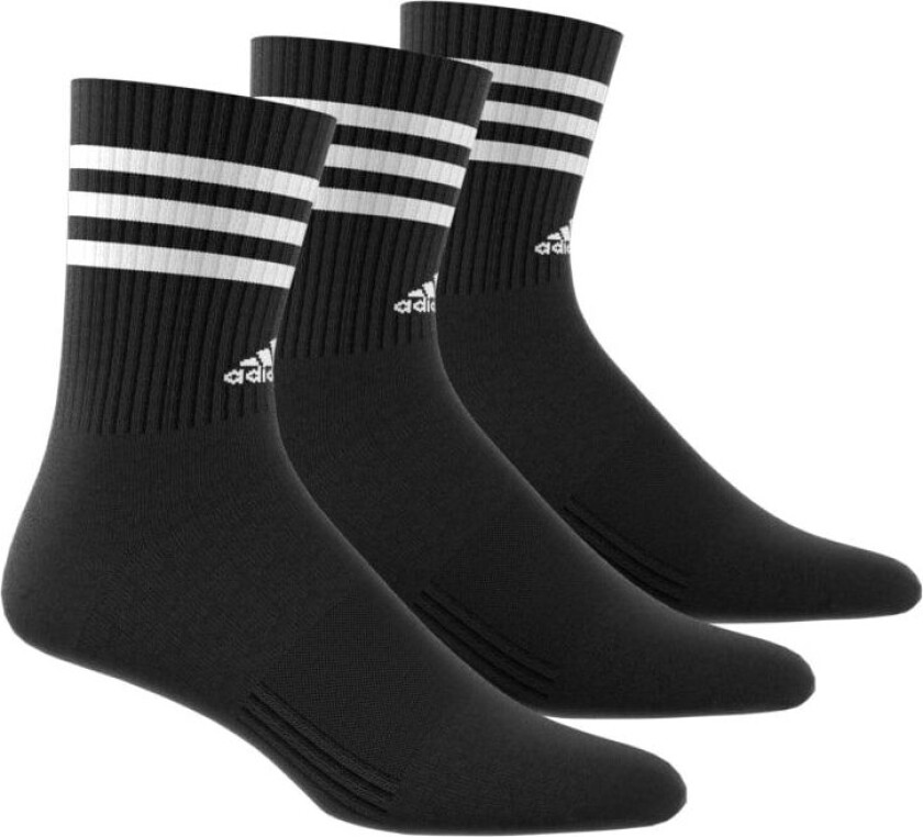 adidas 3-Stripes Cushioned Crew Socks 3 Pairs, tennissokker, unisex BLACK/WHITE